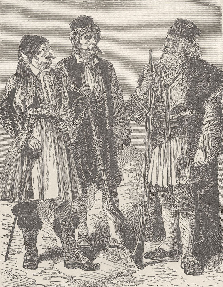 GREECE. Hellenic types; Arcadian; Mainote; Suliete 1894 old antique print